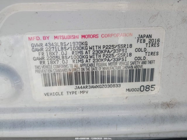 2016 MITSUBISHI OUTLANDER SPORT JA4AR3AWXGZ030833 Photo 8