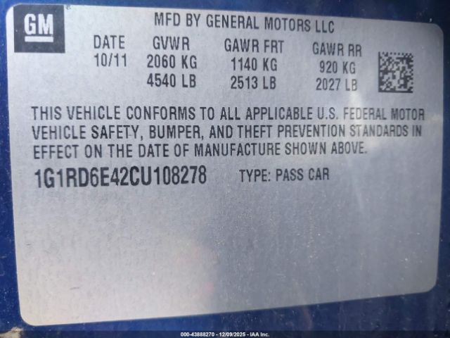 2012 CHEVROLET VOLT 1G1RD6E42CU108278 Photo 8