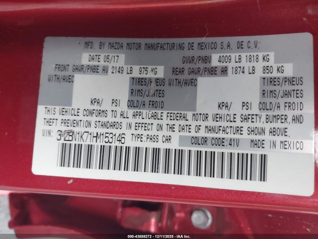 3MZBN1K71HM153146 Mazda Mazda3 Sport