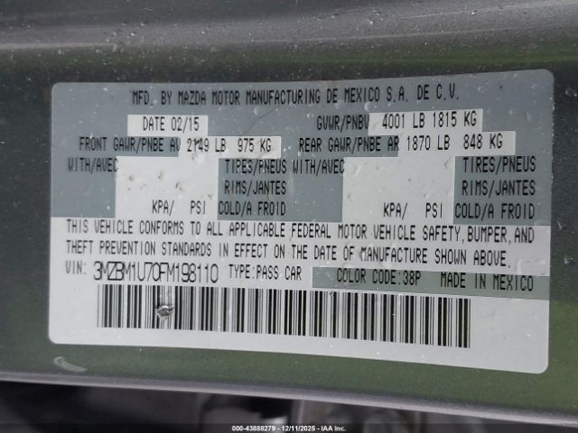 2015 MAZDA MAZDA3 3MZBM1U70FM198110 Photo 8