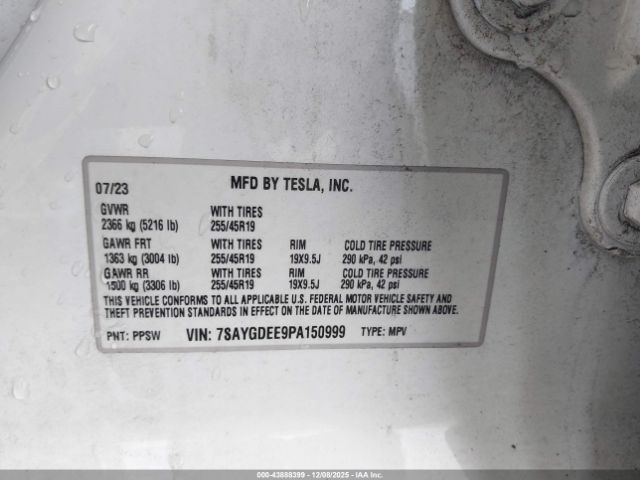 2023 TESLA MODEL Y 7SAYGDEE9PA150999 Photo 8