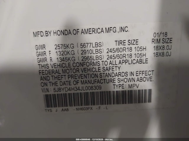 2018 ACURA MDX 5J8YD4H34JL008309 Photo 8
