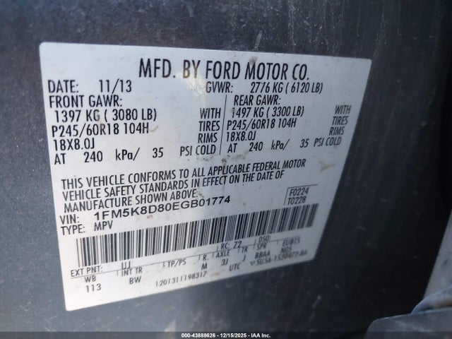 Ford Explorer 2014 1FM5K8D80EGB01774 Image 9