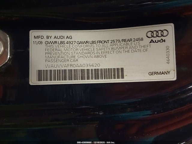 2010 AUDI S5 WAUVVAFR0AA035620 Photo 8