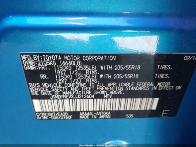 2018 TOYOTA RAV4 JTMDFREVXJJ212604 Photo 8