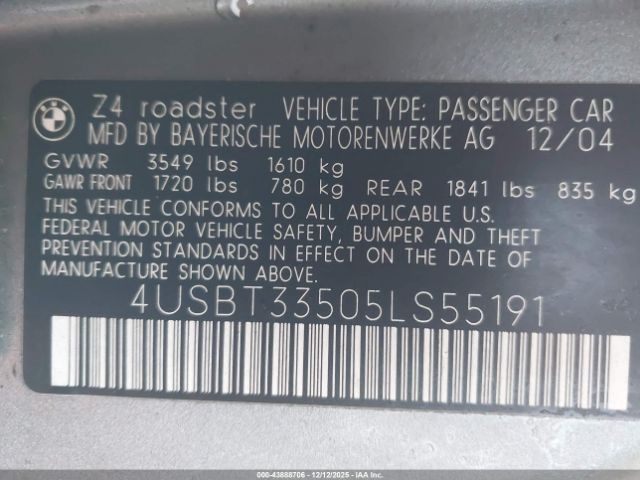 2005 BMW Z4 4USBT33505LS55191 Photo 8