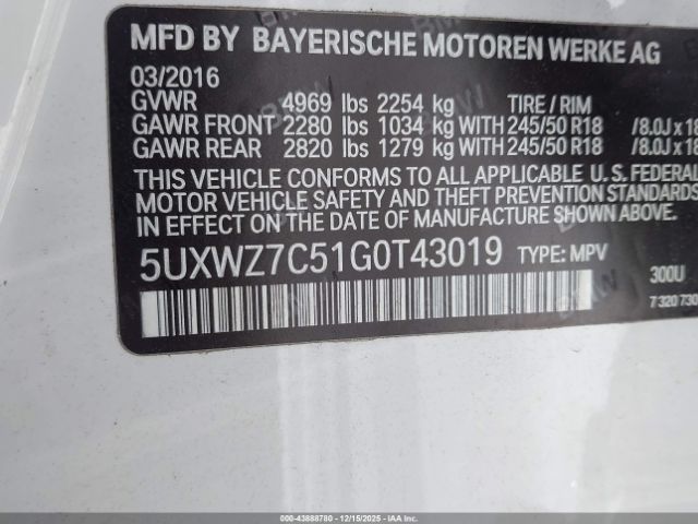 2016 BMW X3 5UXWZ7C51G0T43019 Photo 8