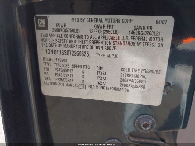 2007 CHEVROLET TRAILBLAZER 1GNDT13S072260335 Photo 8