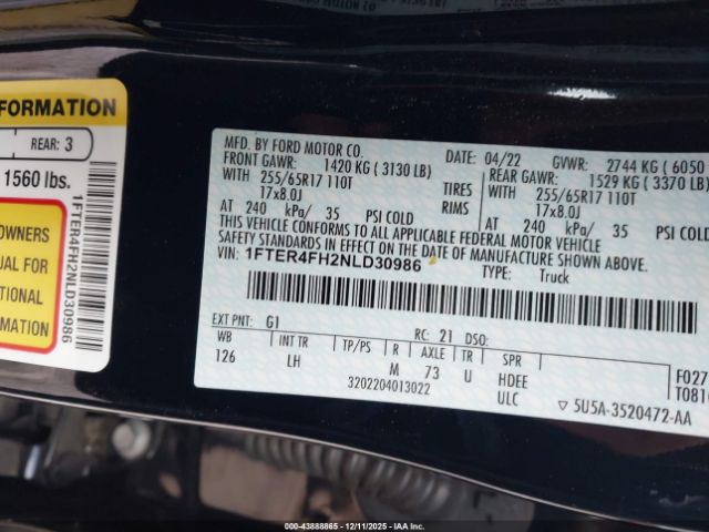 2022 FORD RANGER 1FTER4FH2NLD30986 Photo 8