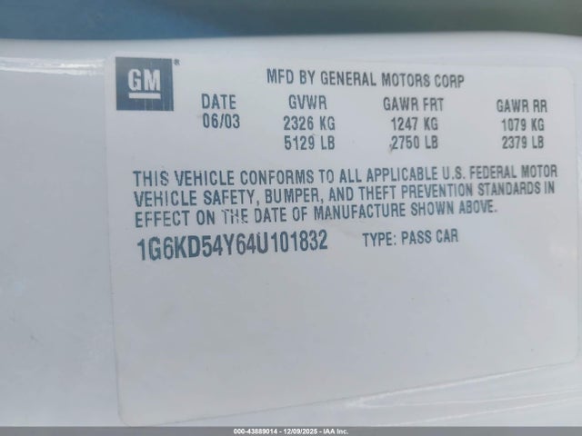 2004 CADILLAC DEVILLE 1G6KD54Y64U101832 Photo 8