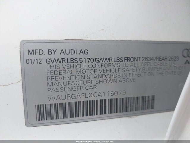 2012 AUDI S4 WAUBGAFLXCA115079 Photo 8