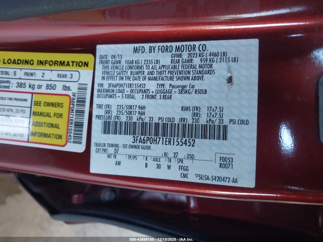 2014 FORD FUSION 3FA6P0H71ER155452 Photo 8