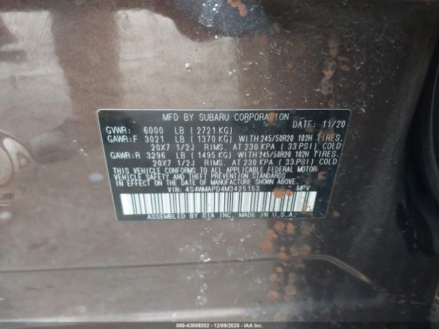 2021 SUBARU ASCENT 4S4WMAPD4M3425153 Photo 8