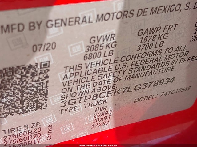 GMC Sierra 1500 2wd Short Box Elevation 2020 3GTP8CEK7LG378934 Image 9