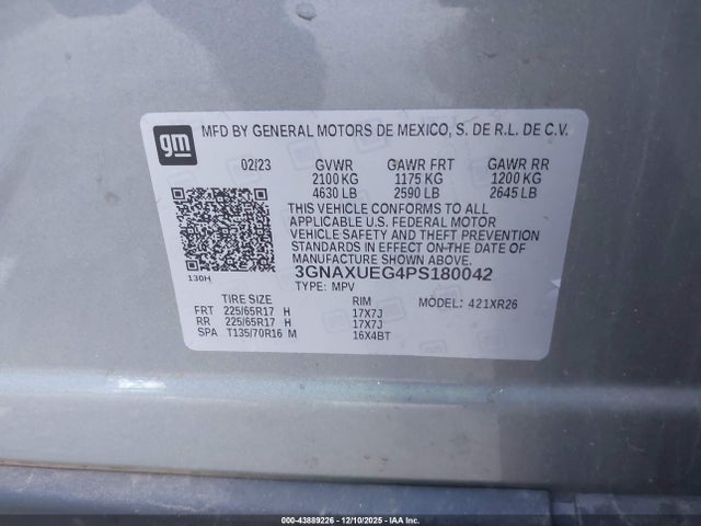 3GNAXUEG4PS180042 Chevrolet Equinox Awd Lt