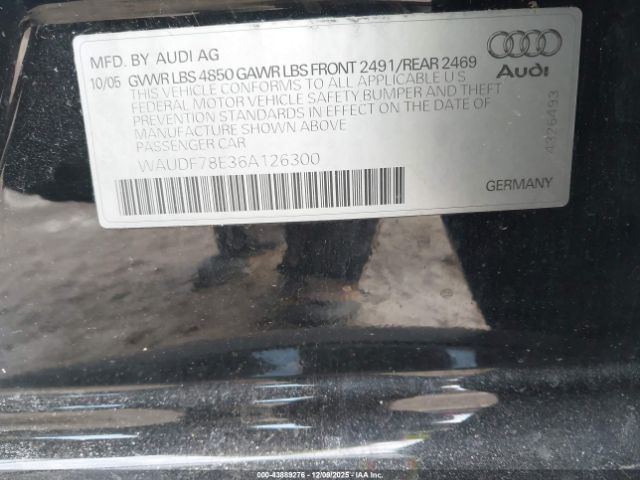 2006 AUDI A4 WAUDF78E36A126300 Photo 8