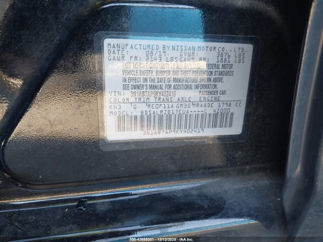 Nissan SENTRA SR 2019 3N1AB7AP9KY402419 Image 9