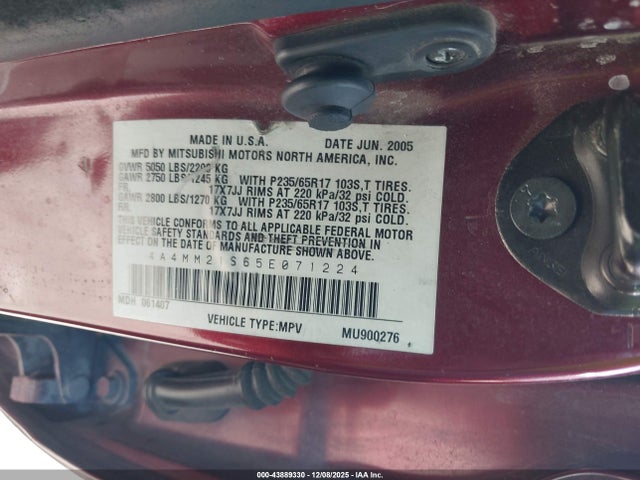 2005 MITSUBISHI ENDEAVOR 4A4MM21S65E071224 Photo 8