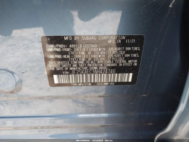 2022 SUBARU FORESTER JF2SKAEC3NH424746 Photo 8