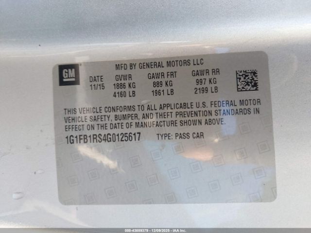 2016 CHEVROLET CAMARO 1G1FB1RS4G0125617 Photo 8