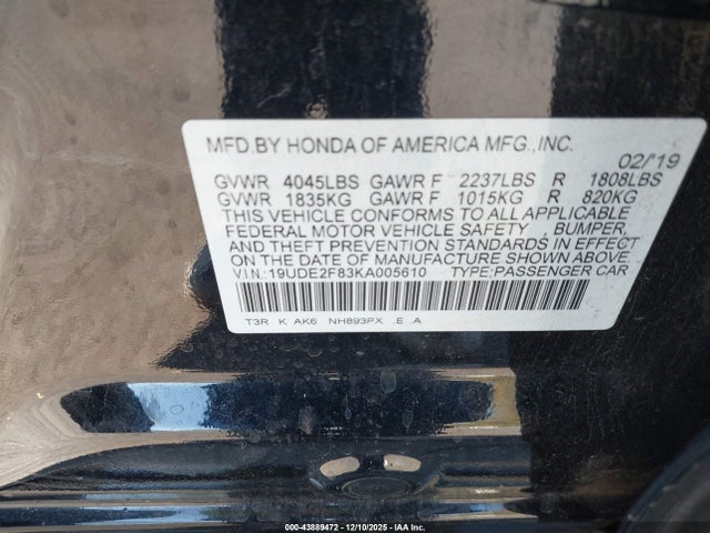 19UDE2F83KA005610 Acura Ilx Premium A-spec Packages/technology A-spec Packages