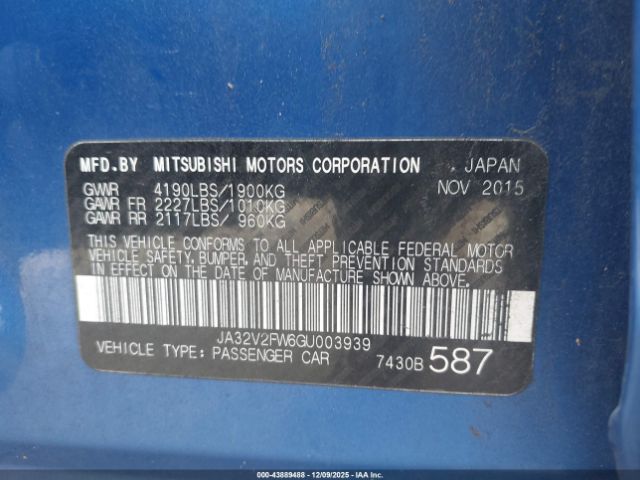 2016 MITSUBISHI LANCER JA32V2FW6GU003939 Photo 8