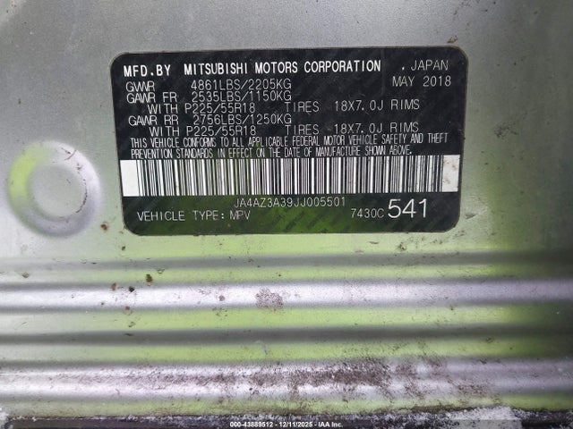 2018 MITSUBISHI OUTLANDER JA4AZ3A39JJ005501 Photo 8