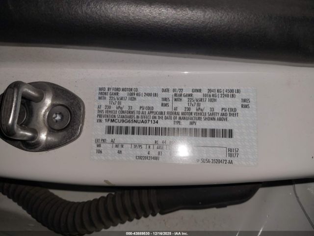 2022 FORD ESCAPE 1FMCU9G65NUA07134 Photo 8