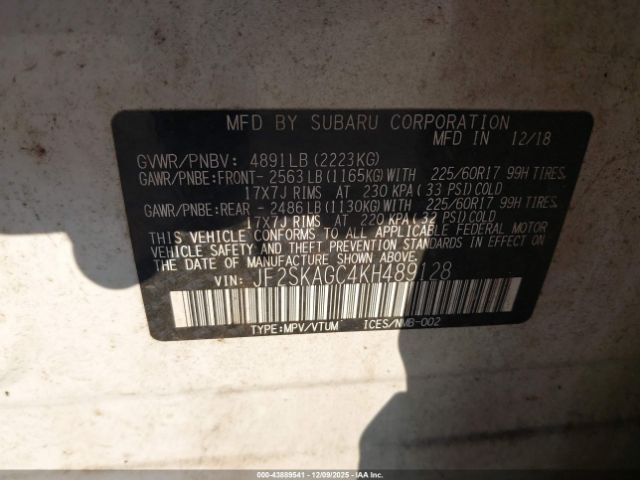 2019 SUBARU FORESTER JF2SKAGC4KH489128 Photo 8