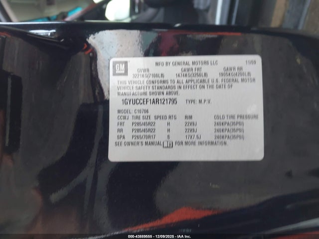 2010 CADILLAC ESCALADE 1GYUCCEF1AR121795 Photo 8