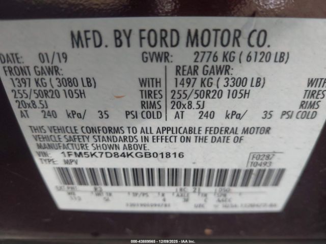 2019 FORD EXPLORER 1FM5K7D84KGB01816 Photo 8