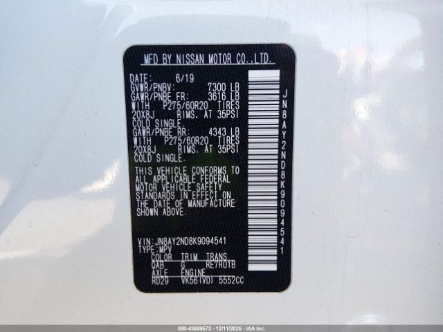2019 NISSAN ARMADA JN8AY2ND8K9094541 Photo 8