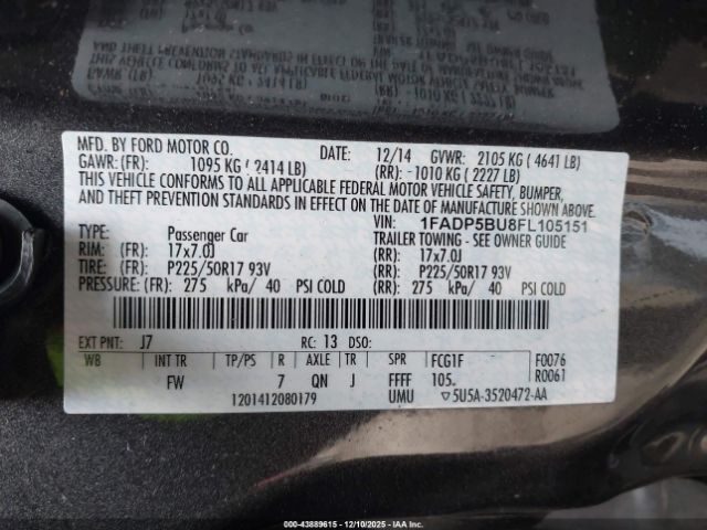 2015 FORD C-MAX HYBRID 1FADP5BU8FL105151 Photo 8