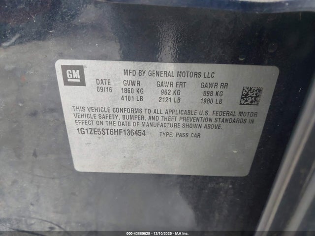Chevrolet MALIBU 1LT 2017 1G1ZE5ST6HF136454 Image 9