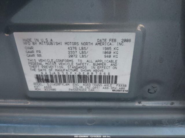 2009 MITSUBISHI GALANT 4A3AB36FX9E007868 Photo 8