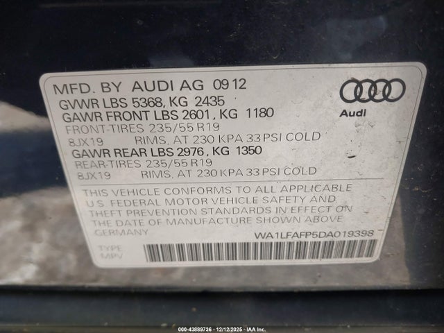 2013 AUDI Q5 WA1LFAFP5DA019398 Photo 8