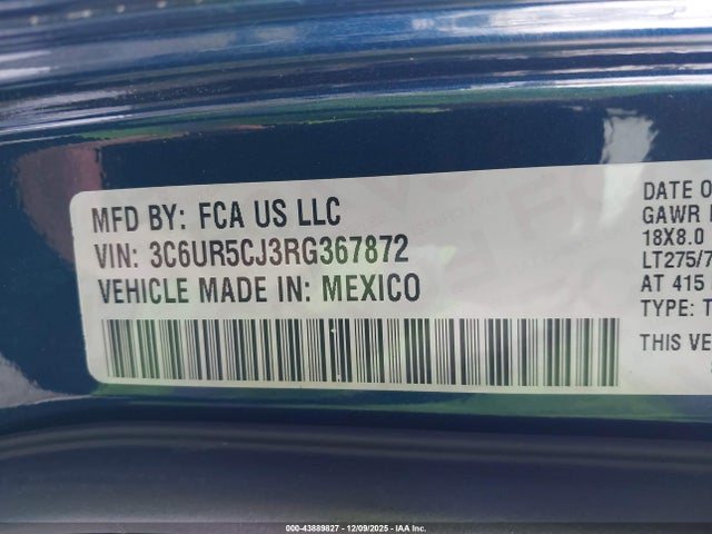 43889827 :رقم المزاد ، 3C6UR5CJ3RG367872 vin ، 2024 Ram 2500 Tradesman  4x4 6'4 Box مزاد بيع