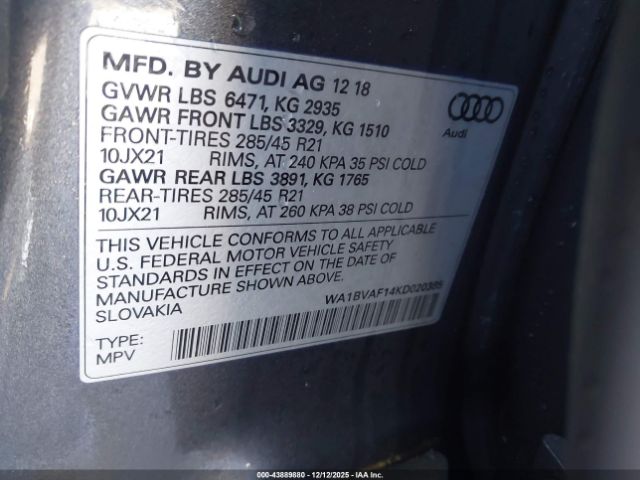 2019 AUDI Q8 WA1BVAF14KD020385 Photo 8