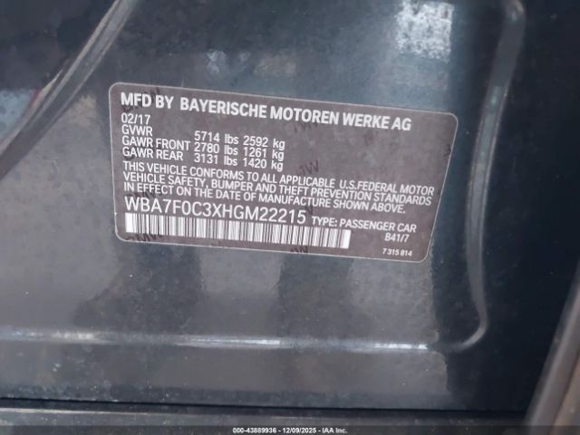 2017 BMW 750I WBA7F0C3XHGM22215 Photo 8