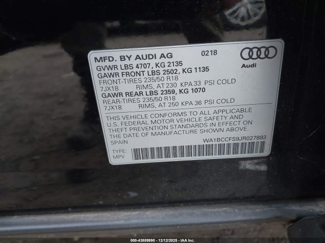 2018 AUDI Q3 WA1BCCFS9JR027893 Photo 8