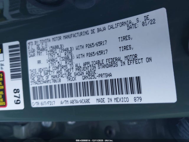 3TMAZ5CN4NM170610 Toyota Tacoma Trd Sport
