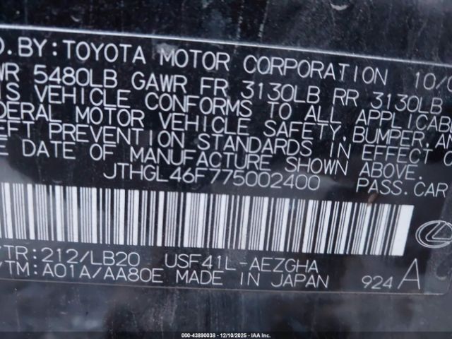 2007 LEXUS LS 460 JTHGL46F775002400 Photo 8
