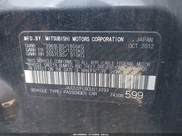 2013 MITSUBISHI LANCER JA32U2FU9DU013393 Photo 8