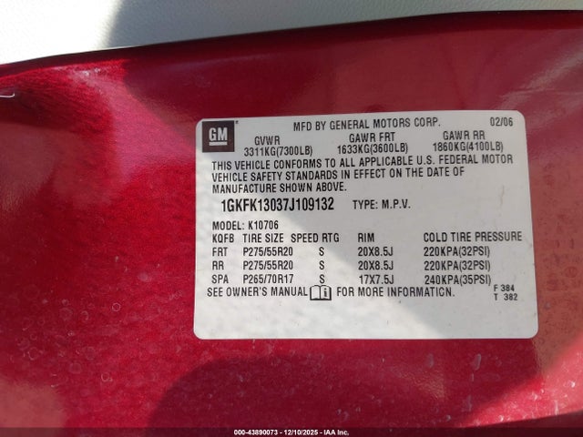 2007 GMC YUKON 1GKFK13037J109132 Photo 8