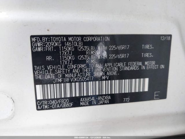 2019 TOYOTA RAV4 JTMF1RFV0KD505417 Photo 8