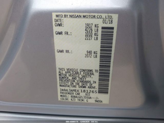 2018 NISSAN ALTIMA 1N4AL3AP8JC181265 Photo 8