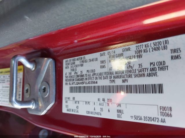 2015 LINCOLN MKC 5LMTJ2AH5FUJ03564 Photo 8