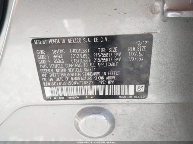 2022 HONDA HR-V 3CZRU5H50NM726822 Photo 8