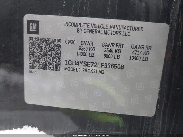 2020 Chevrolet Silverado 3500hd Chassis Work Truck მანქანა იყიდება აუქციონზე, vin: 1GB4YSE72LF336508, აუქციონის ნომერი: 43890283