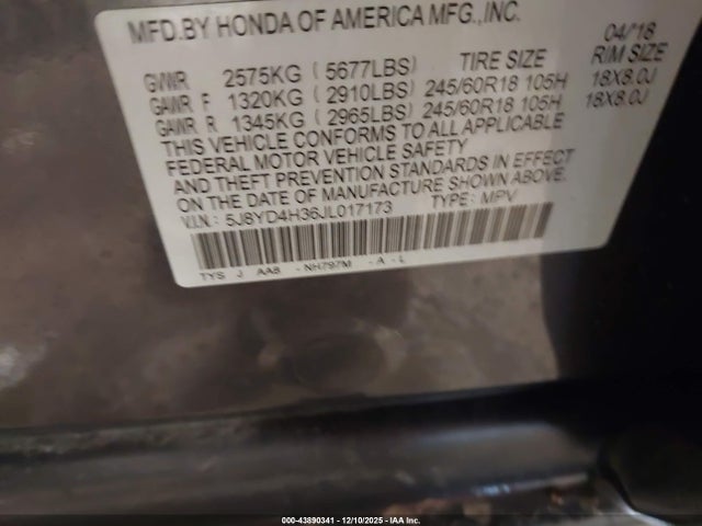 5J8YD4H36JL017173 Acura MDX